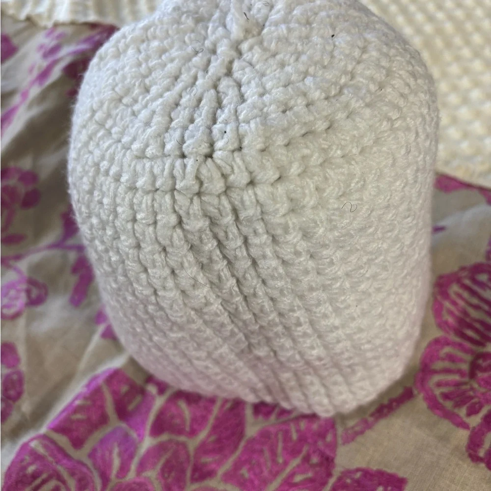 White Hand Knit Hat